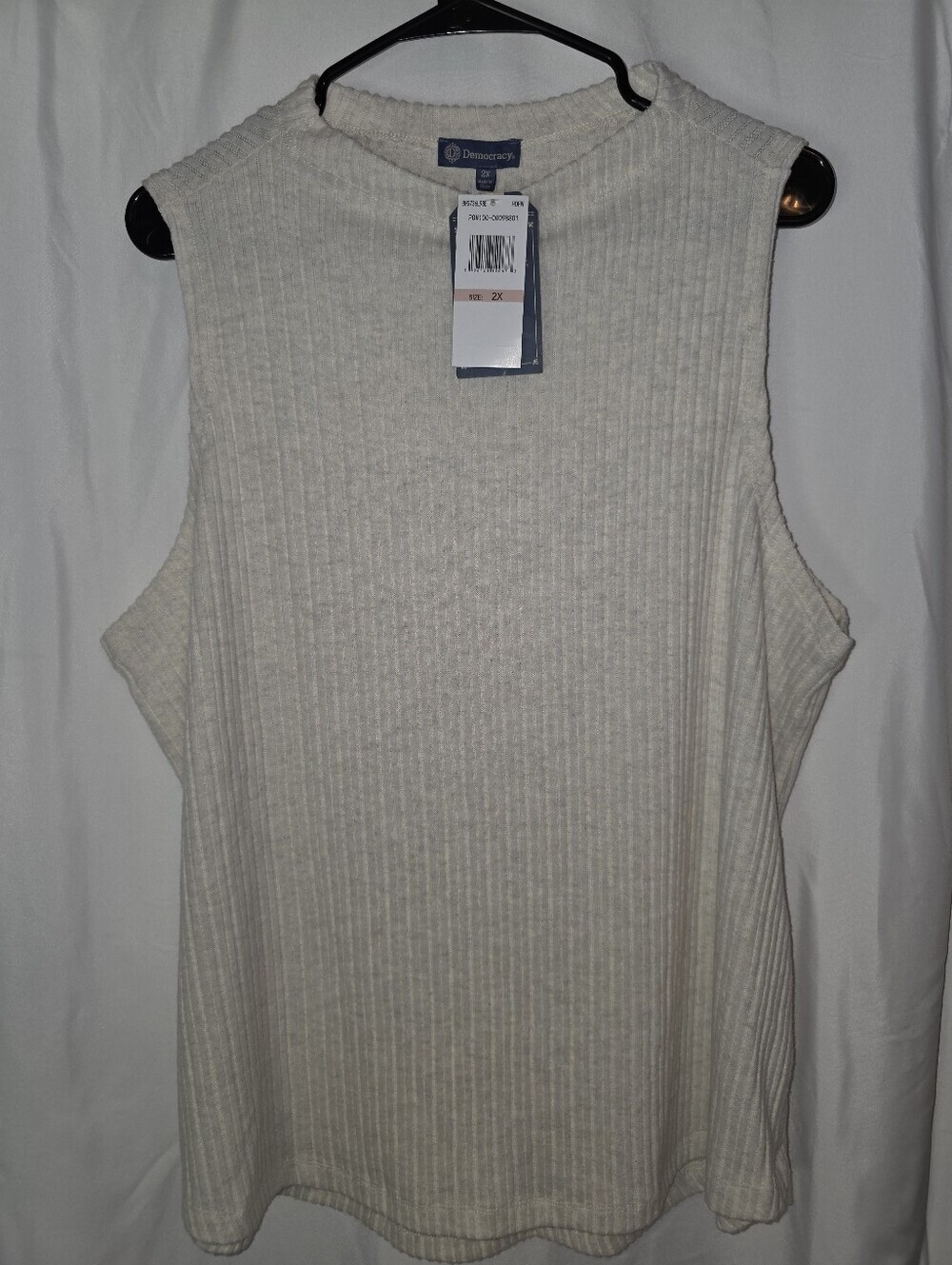 NWT Democracy Cream Vertical Ribbed Knit Pullover Sweater Plus Size 2X